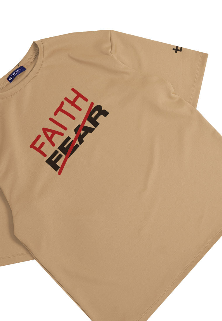 MTP60 kaos rohani oversize bahan tebal scuba "faith over fear" khaki