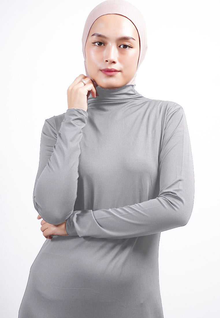 DA016 Inner Dress lengan panjang abu muda daw project