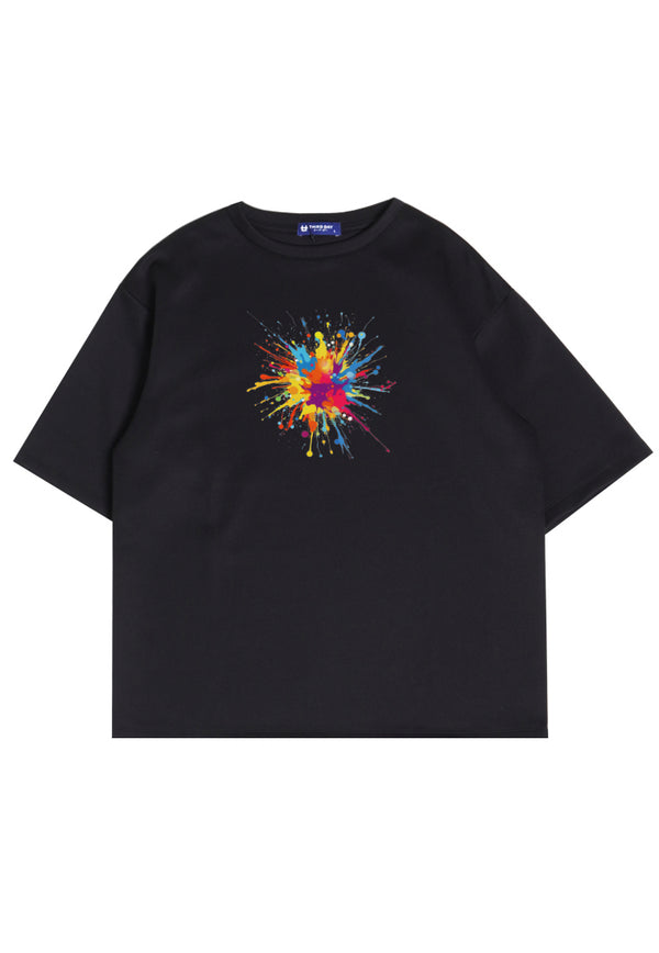 MTP84 kaos oversize art abstrak aesthetic bahan tebal scuba "colorful splat" hitam