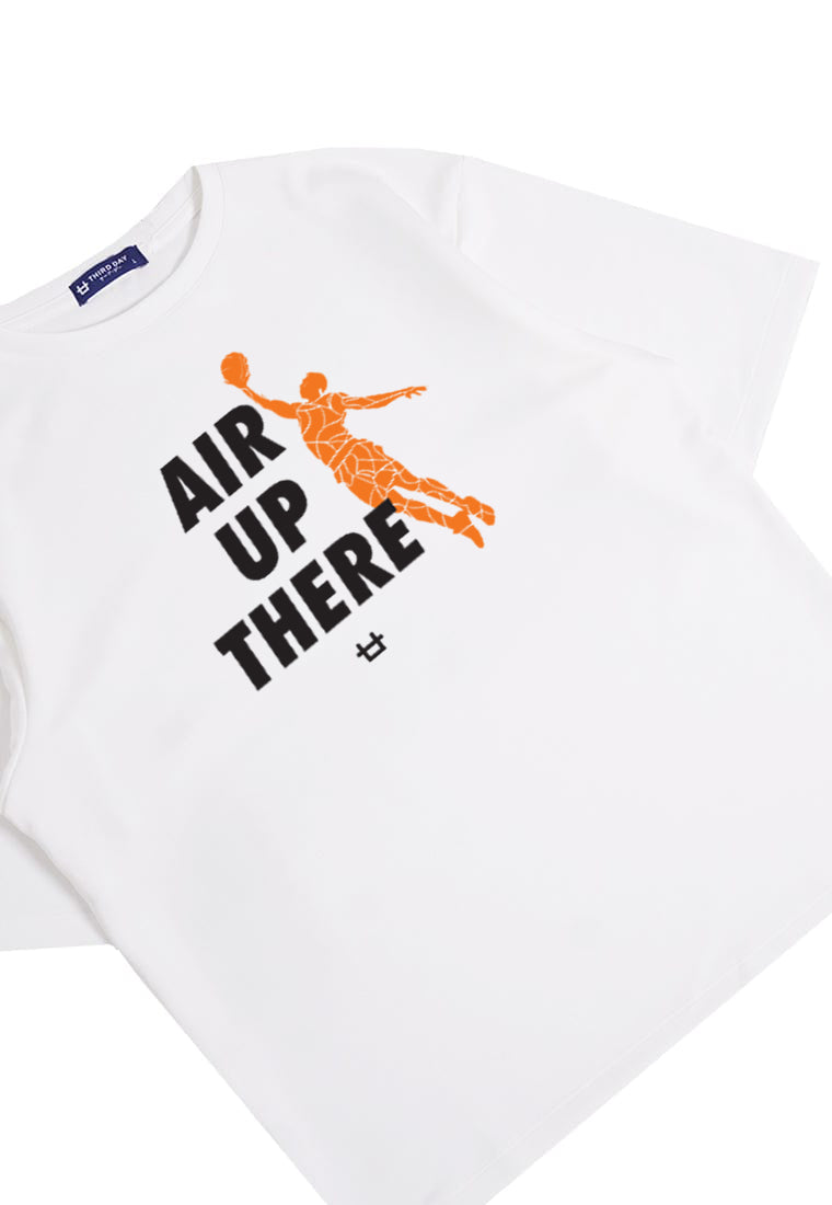 MTQ06 kaos basket basketball t shirt oversize bahan tebal scuba "air up there" putih