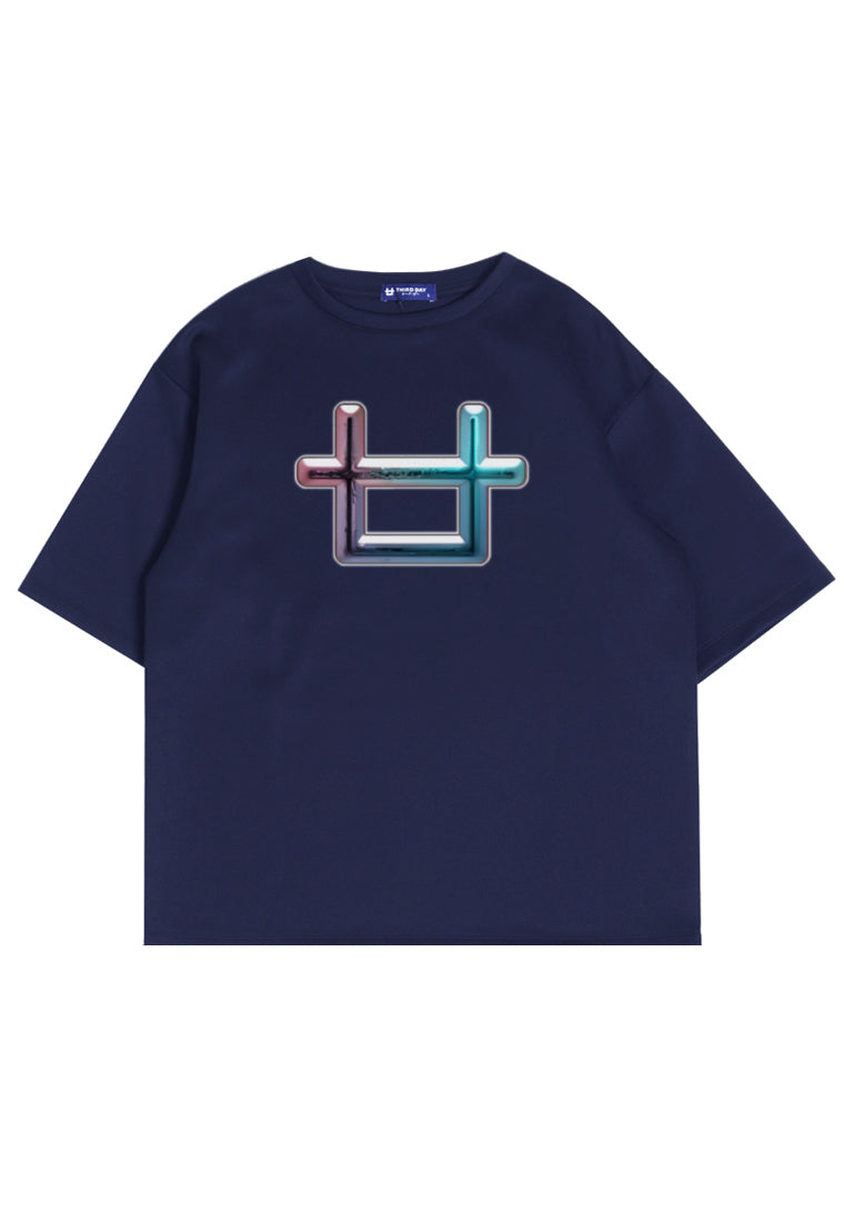 MTP48 kaos oversize bahan tebal scuba abstrak aesthetic logo "pastel gel" navy