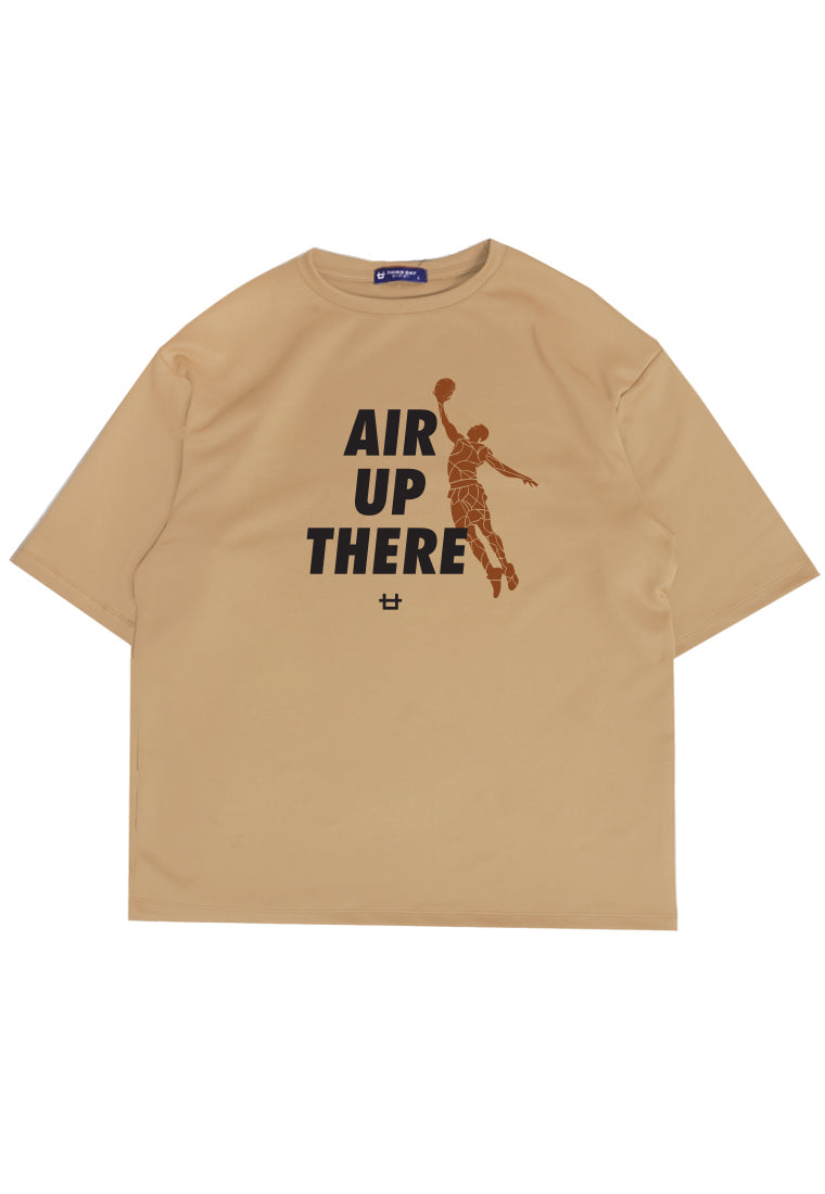 MTQ07 kaos basket basketball t shirt oversize bahan tebal scuba "air up there" khaki