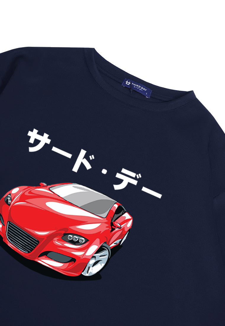 MTQ24 kaos oversize aesthetic mobil distro pria bahan tebal scuba "red viper katakana" navy