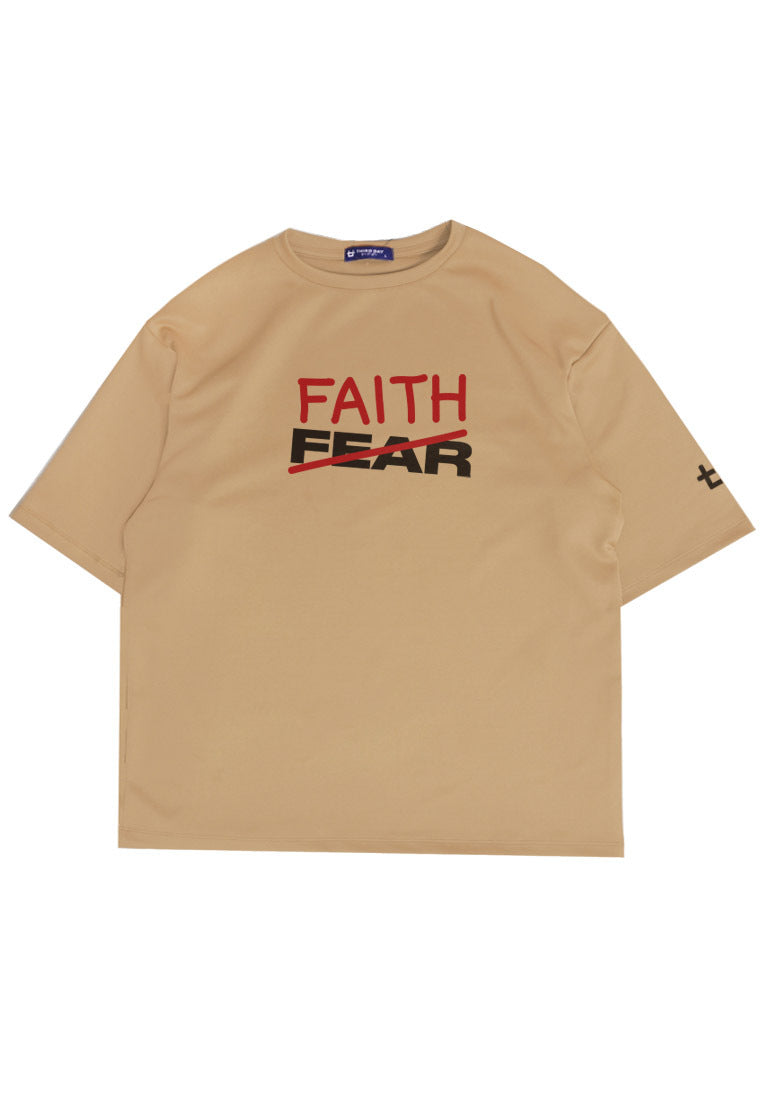 MTP60 kaos rohani oversize bahan tebal scuba "faith over fear" khaki