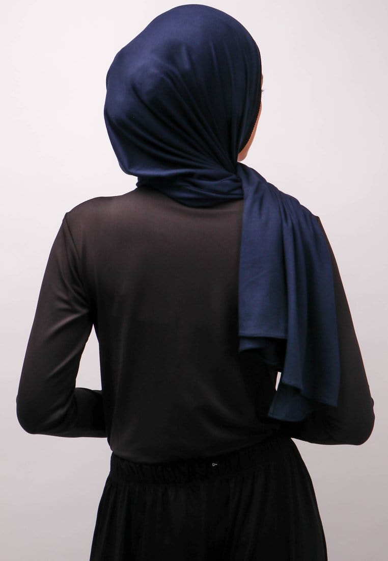 Daw Project DH065 Lace Hitam Hijab Pashmina Navy