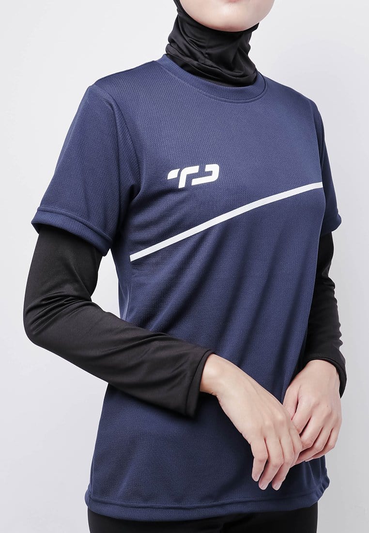 Td Active LSA52 S/S Kaos Olahraga Wanita Lds Sport Dakir Slash Navy