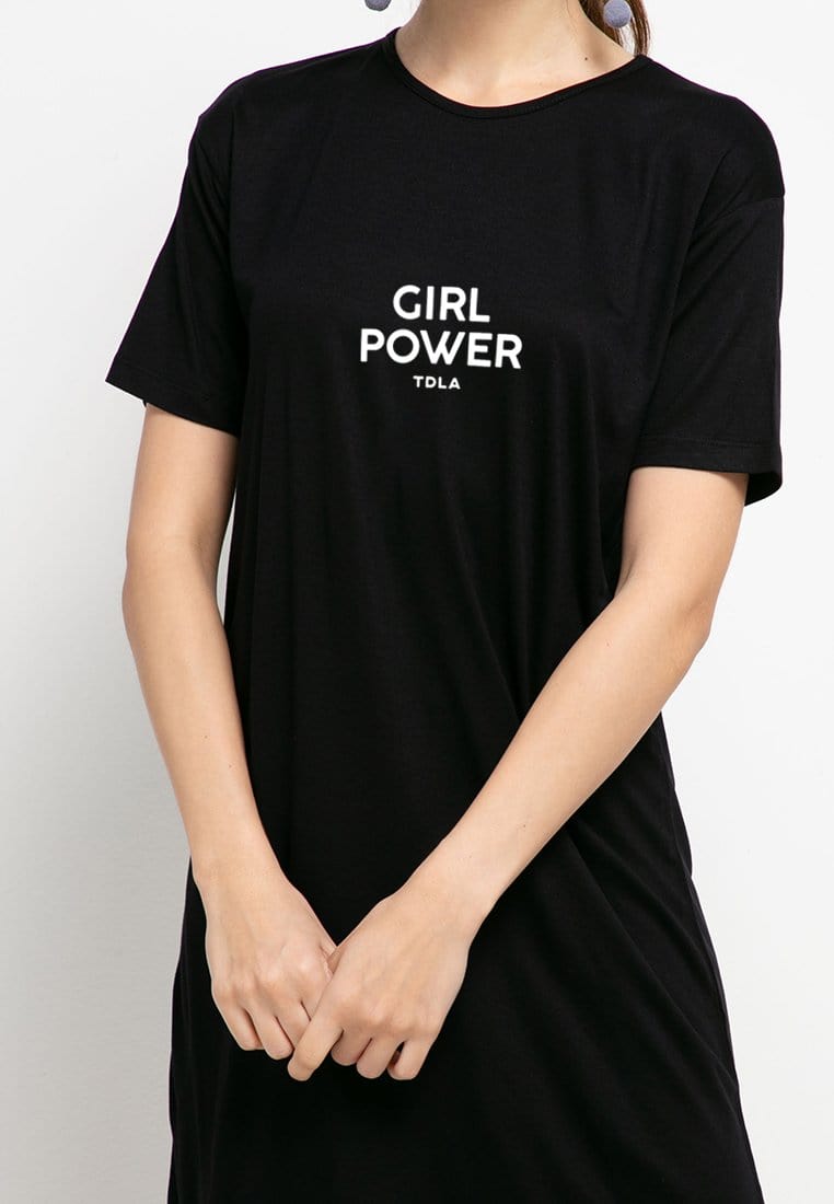 Third Day LTD98 Ld T-Shirt Dress Casual Lds Katakana Girl Power Tdla Hitam