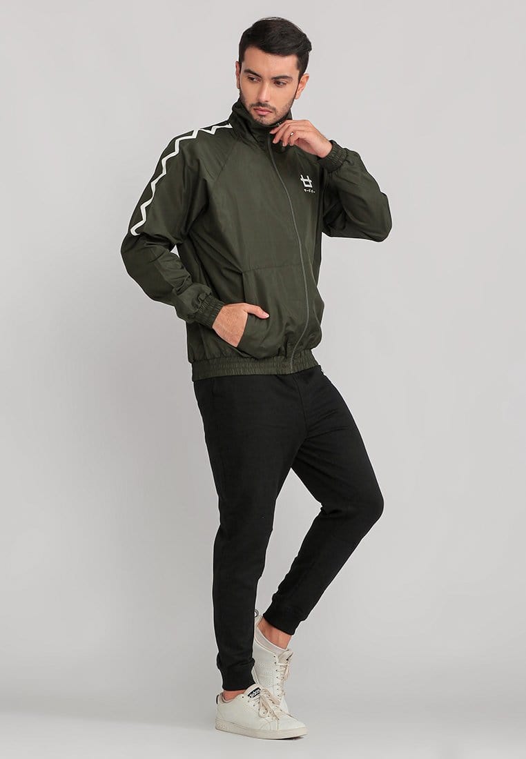 Third Day MOA28 Jaket Sporty Parka Pria Parasit Zigzag Green Army Putih