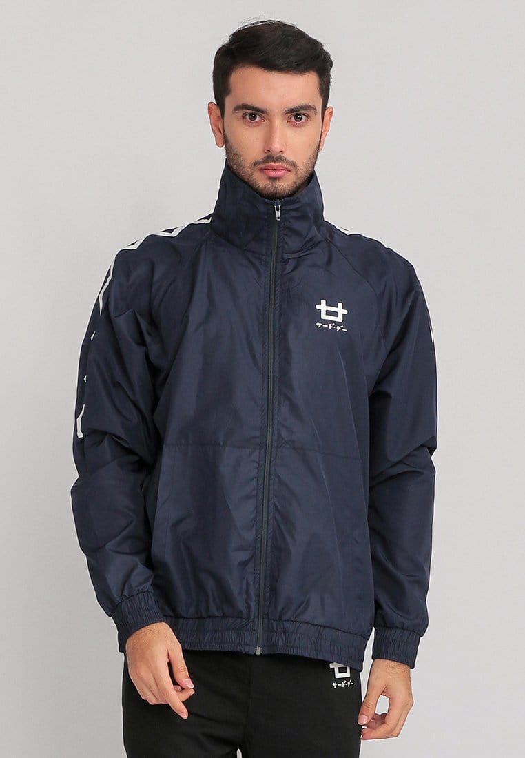 Third Day MOA29 Jaket Sporty Parka Pria Parasit Third Day Zigzag Navy Putih