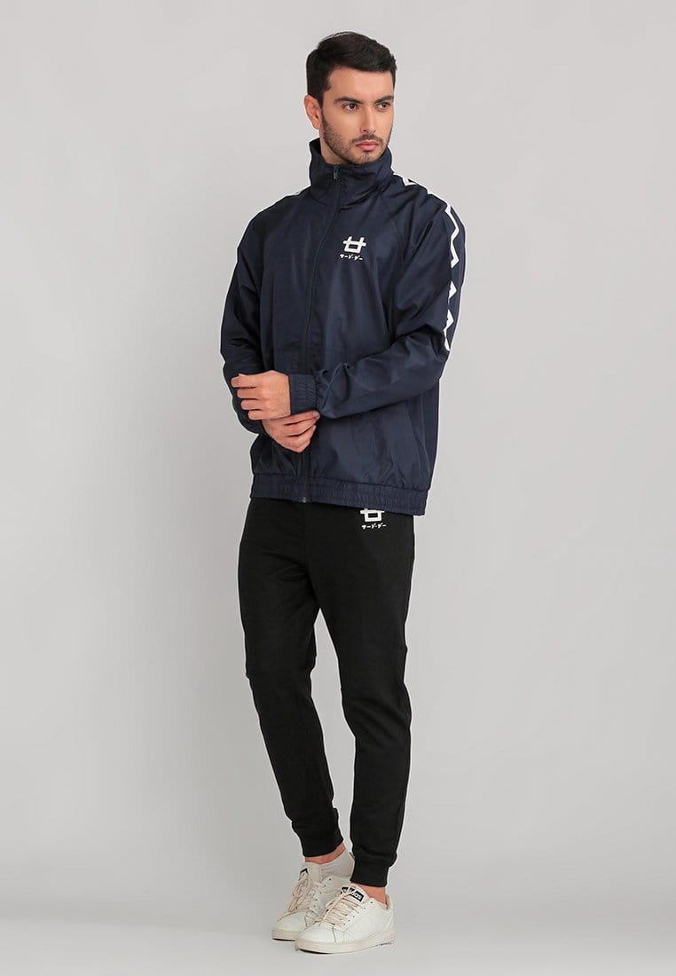 Third Day MOA29 Jaket Sporty Parka Pria Parasit Third Day Zigzag Navy Putih