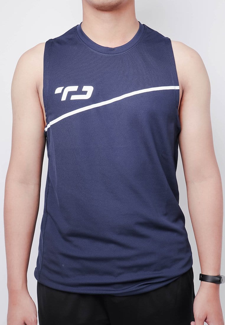 Td Active MS155 Sleevless Kutung Running Jersey Baju Lari Td Active Dakir Slash Navy