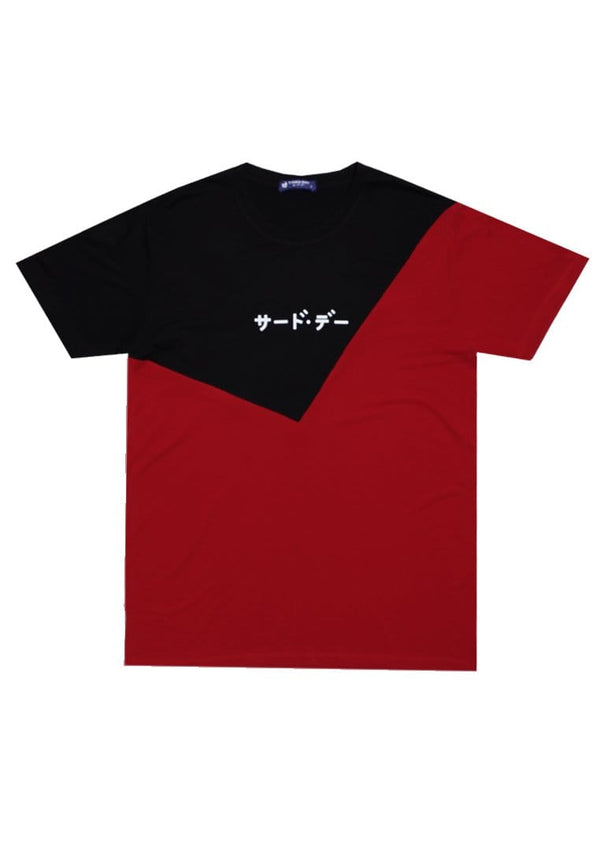 Third Day MTJ03 Kaos T Shirt Pria Instacool Triangle White Katakana Hitam Merah