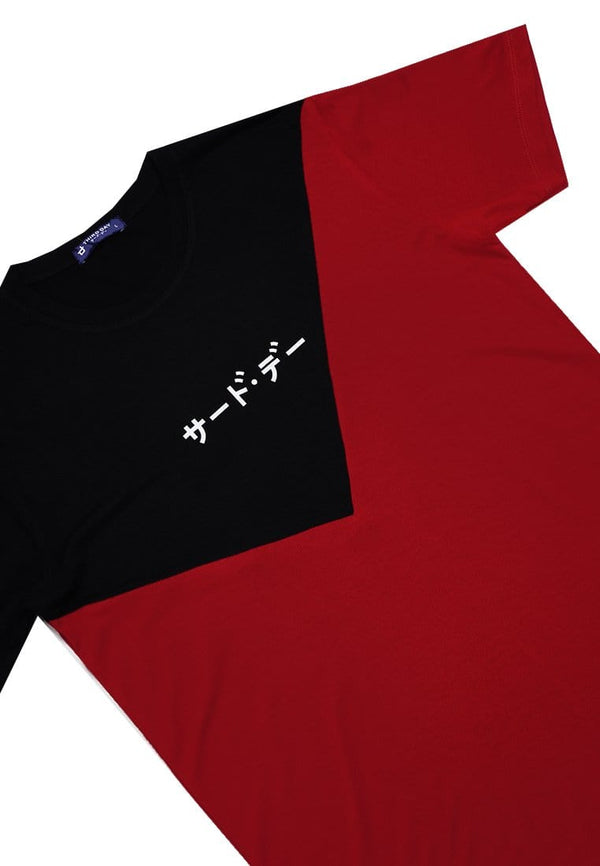 Third Day MTJ03 Kaos T Shirt Pria Instacool Triangle White Katakana Hitam Merah