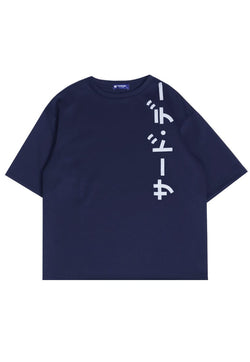 Third Day MTJ90 Kaos Oversize Distro Pria Big Katakana Vertikal Navy