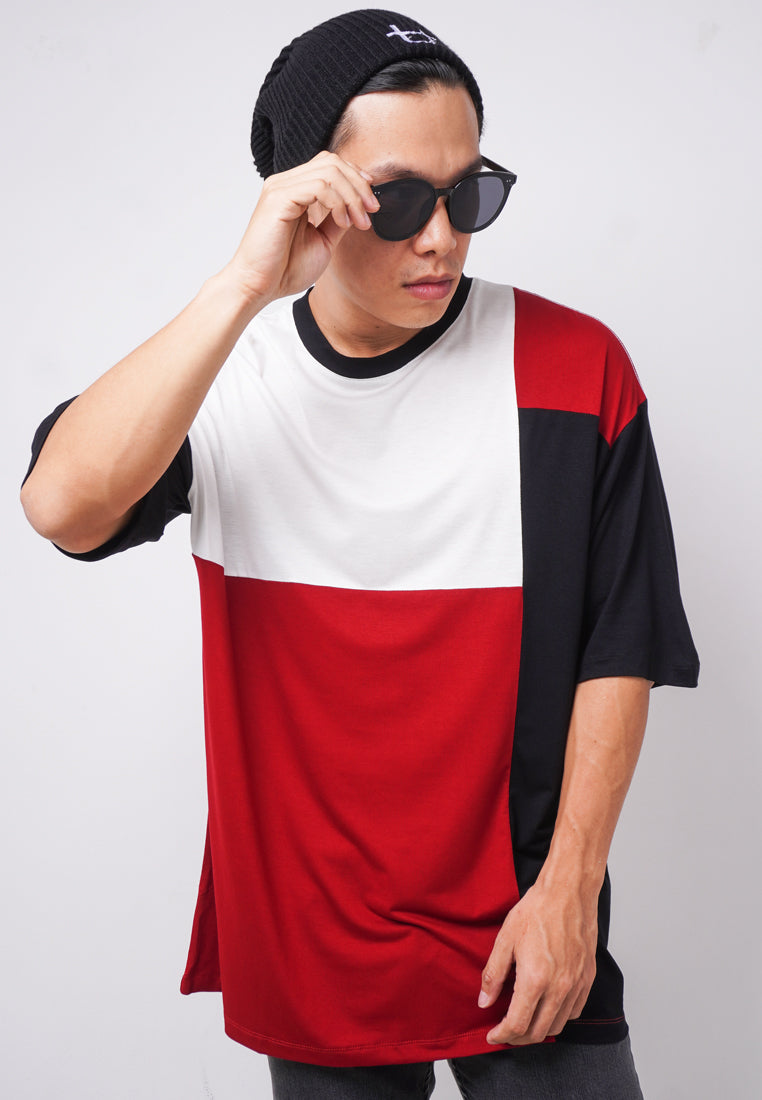 Third Day MTK47 Kaos Oversize Distro Pria Instacool Block Putih Maroon Hitam