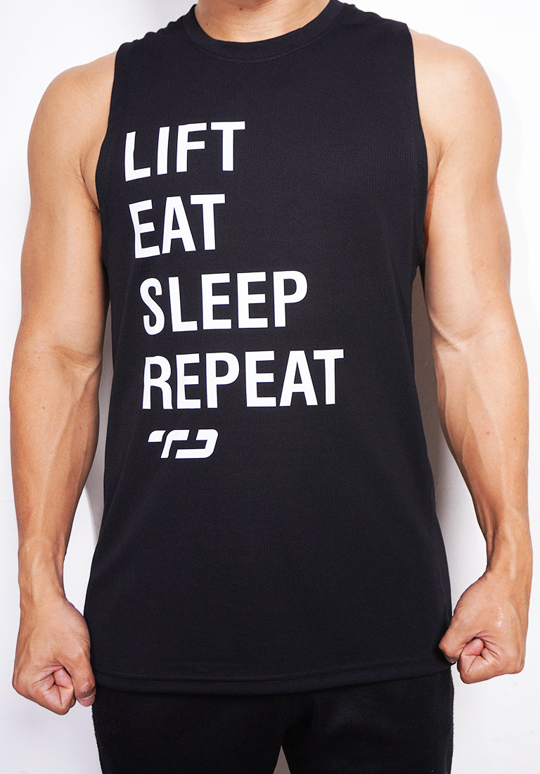 TD Active MS182 kaos gym tank top kutang singlet lift eat sleep repeat hitam