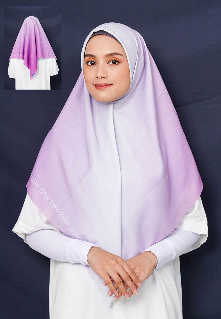 WK048 kerudung segi empat gradasi multicolor DAW Project Glow Series Royal Blue - Magenta