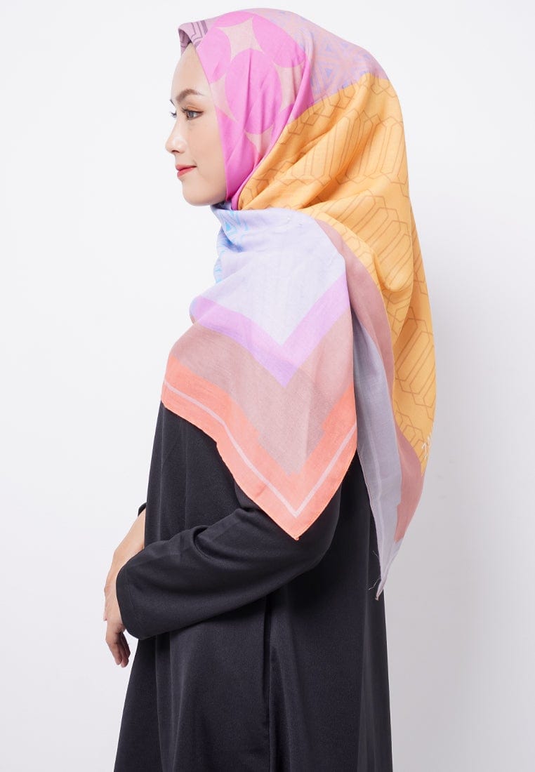 ZV007 Hijab Segiempat Zava Voal Yellow Brown Grey