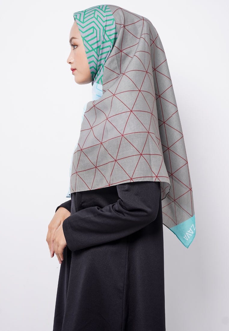 ZV008 Hijab Segiempat Zava Voal Green army Red Tosca