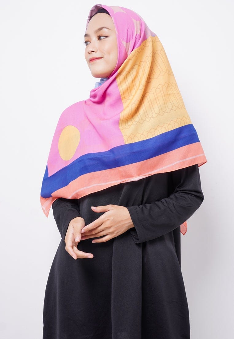 ZV010 Hijab Segiempat Zava Voal Yellow Benhur Orange