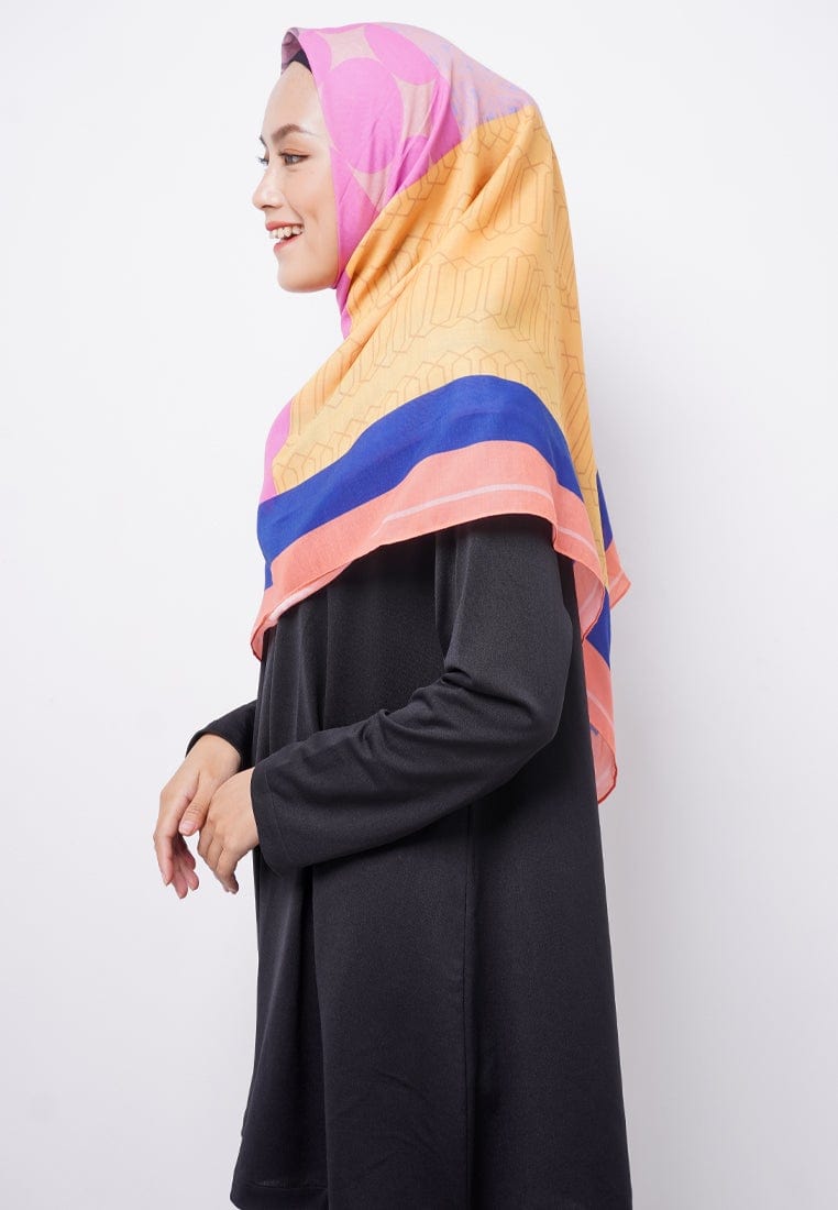 ZV010 Hijab Segiempat Zava Voal Yellow Benhur Orange