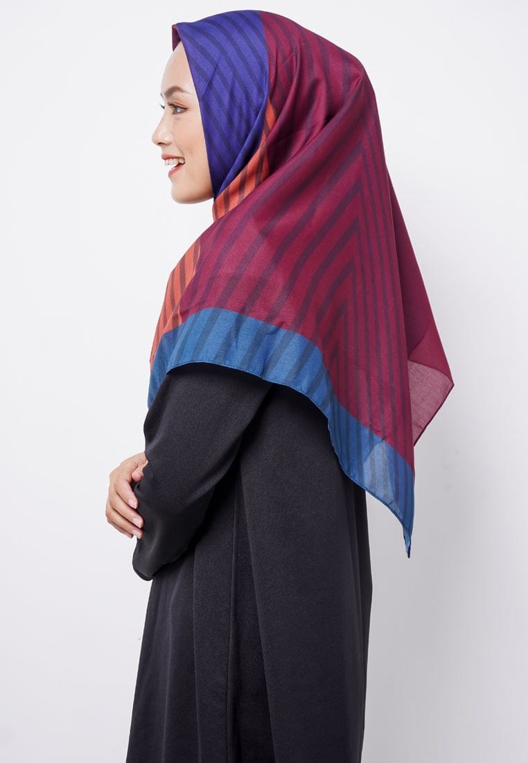 Zava ZV015 Hijab Segiempat Voal Dark Blue Maroon Orange