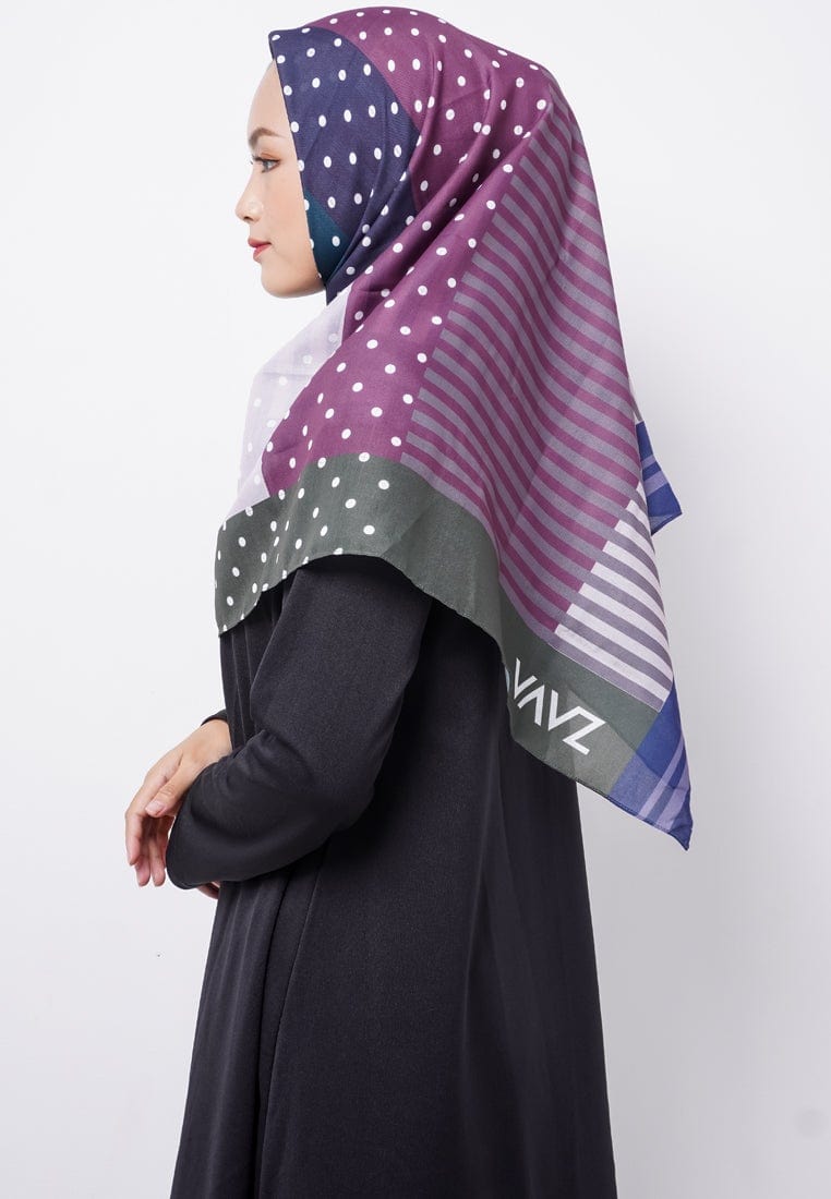 Zava ZV016 Hijab Segiempat Voal Blue green grey and purple