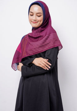 ZV019 Hijab Segiempat Zava Voal Polka Purple X Blue