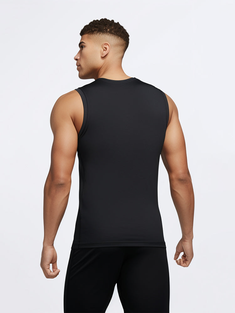 MSA05 kaos running lari pria kutung sleeveless tanktop 4way stretch nanoamid "run life" hitam