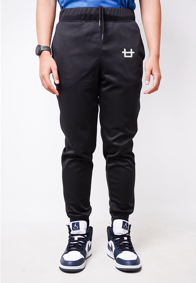 MC030 celana jogger pria anti air kasual korea keren "logo" hitam