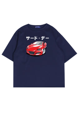 MTQ24 kaos oversize aesthetic mobil distro pria bahan tebal scuba "red viper katakana" navy