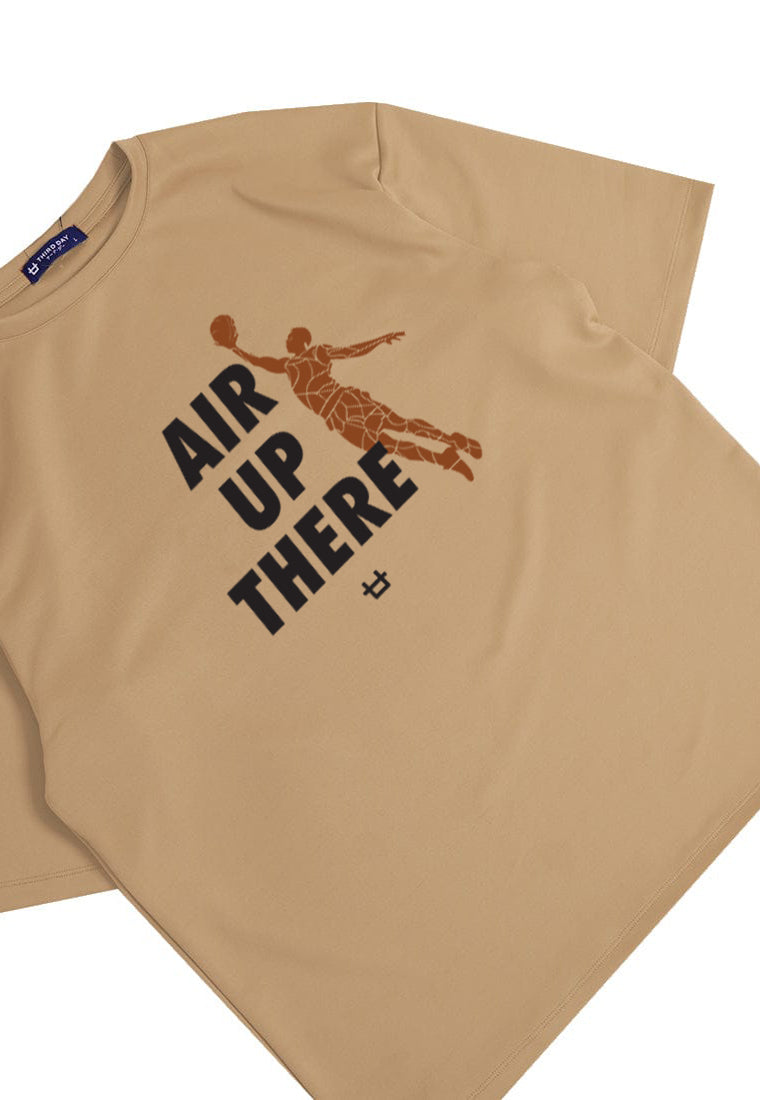 MTQ07 kaos basket basketball t shirt oversize bahan tebal scuba "air up there" khaki