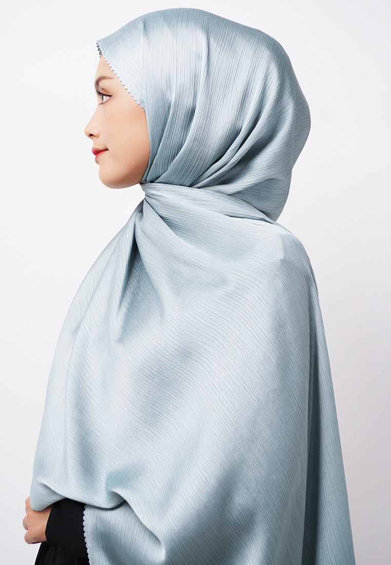 Daw Project DH083 Kerudung Pashmina Pasmina Phasmina Crinkle Satin Silk Premium Shawl Laser Cut Mint