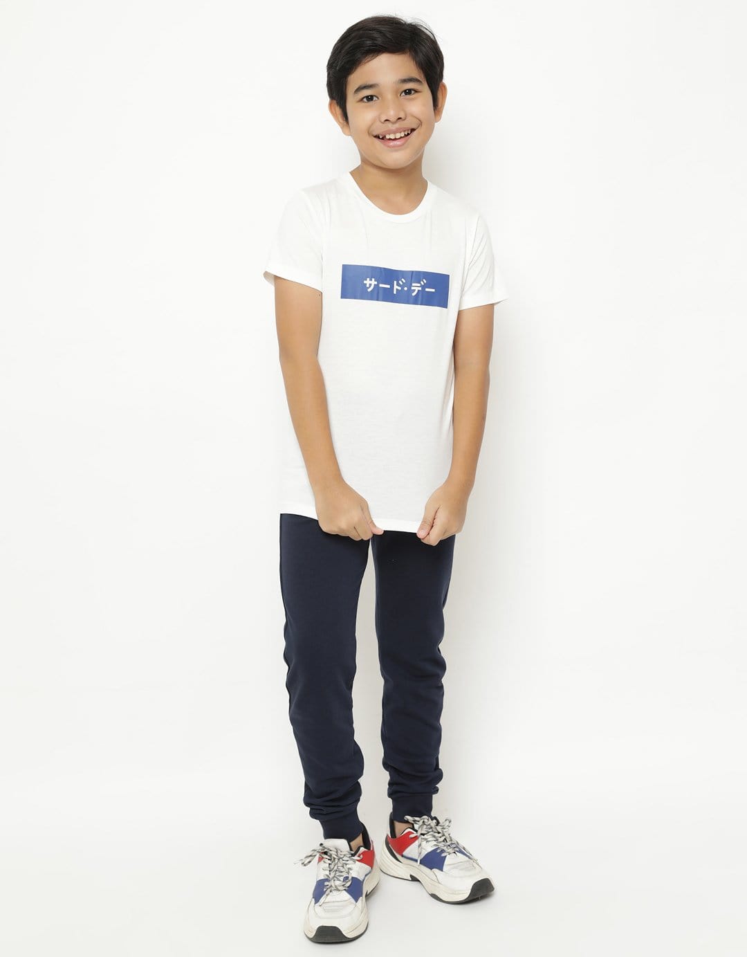 Td Kids BT180 kaos anak katakana biru inverted putih