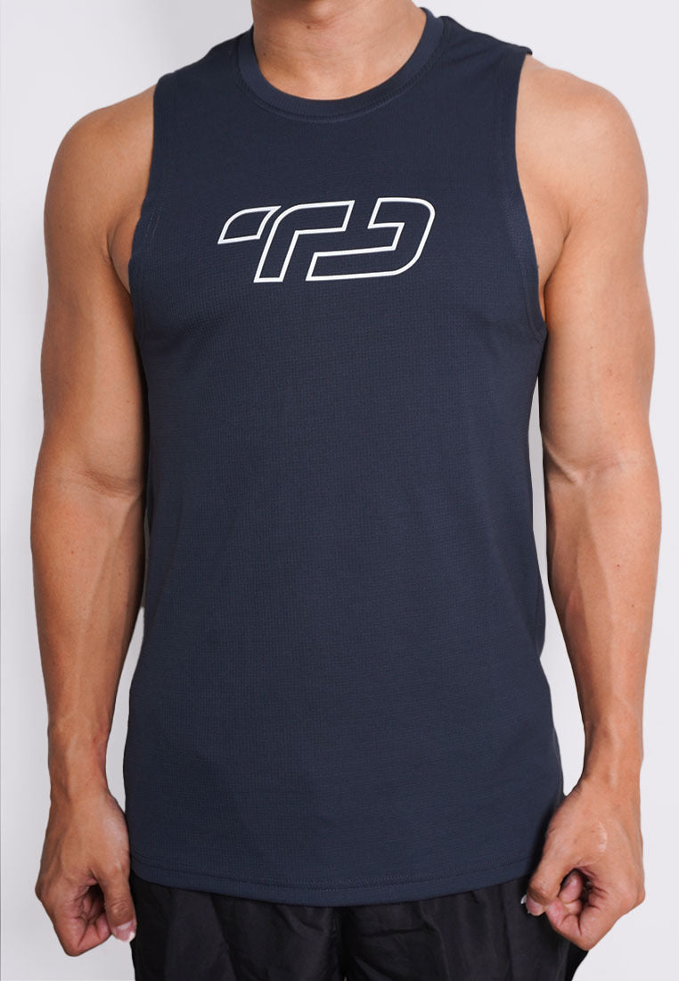 MS191 kaos olahraga gym pria sleeveless tangan kutung singlet tank top td outline dateng abu tua