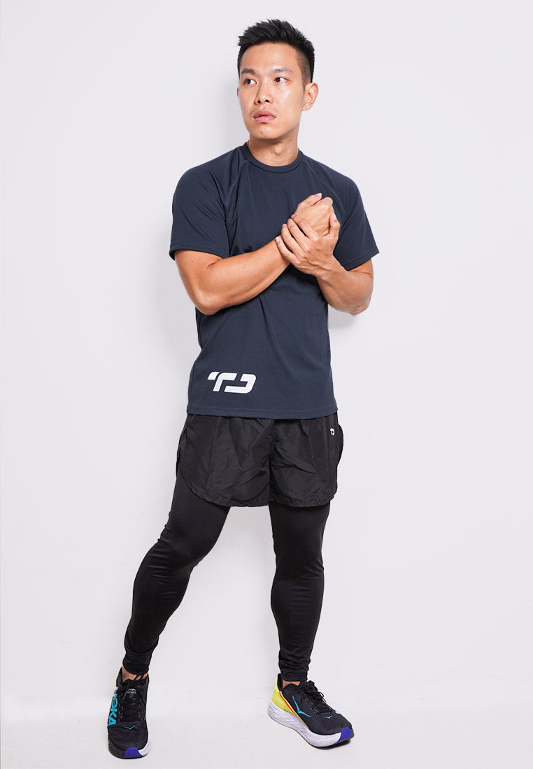 MS197 kaos olahraga gym pria tangan pendek lari running jogging td waist abu tua