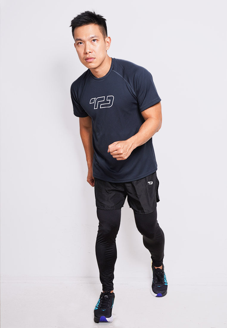 MS198 kaos olahraga gym pria tangan pendek lari running jogging td outline dateng abu tua