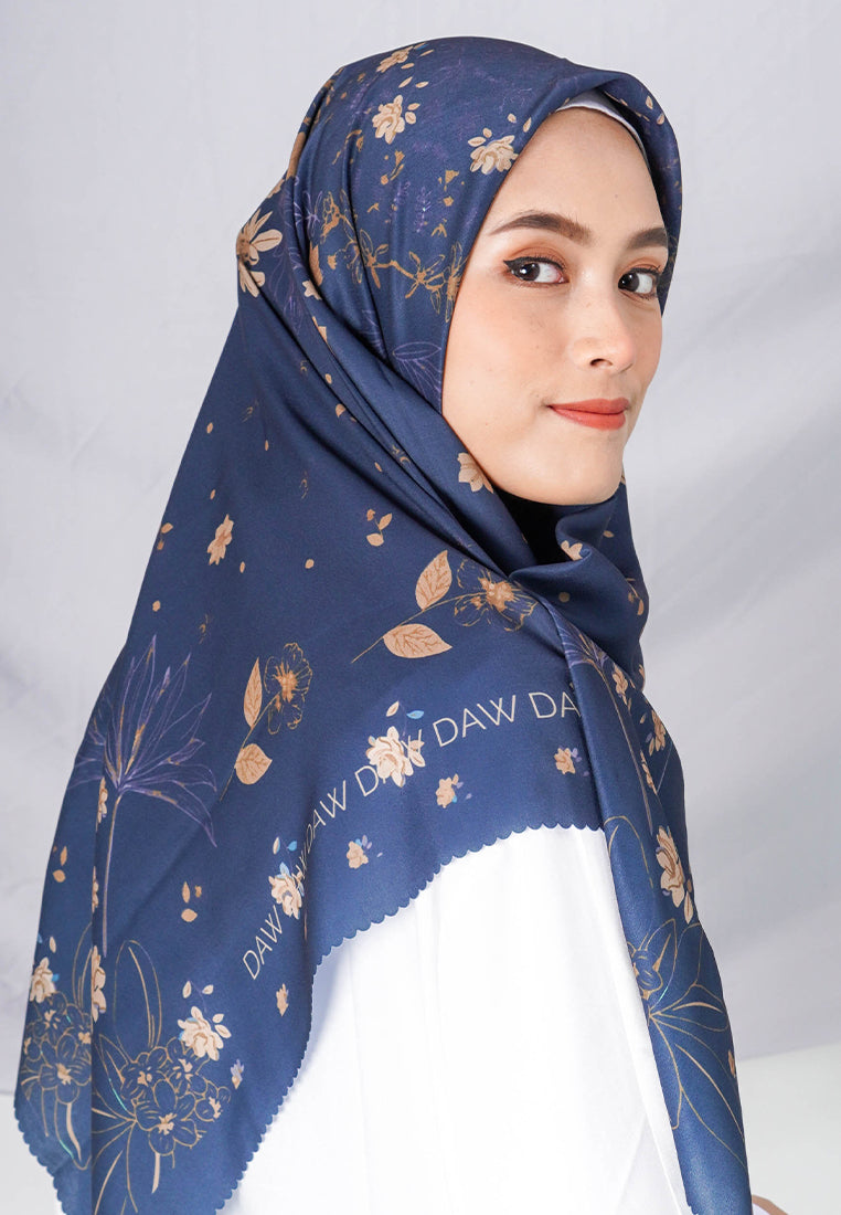 WK037 kerudung segi empat voal DAW Project Maia Series navy