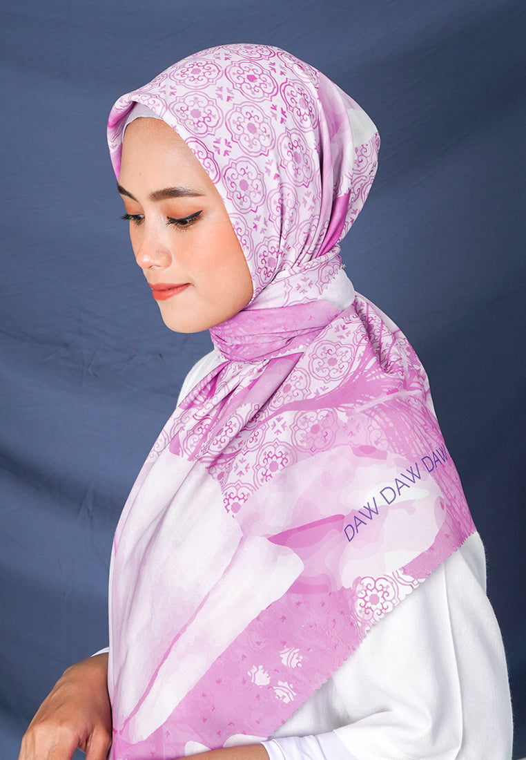 WK040 kerudung segi empat voal DAW Project Lilith Series elegant purple