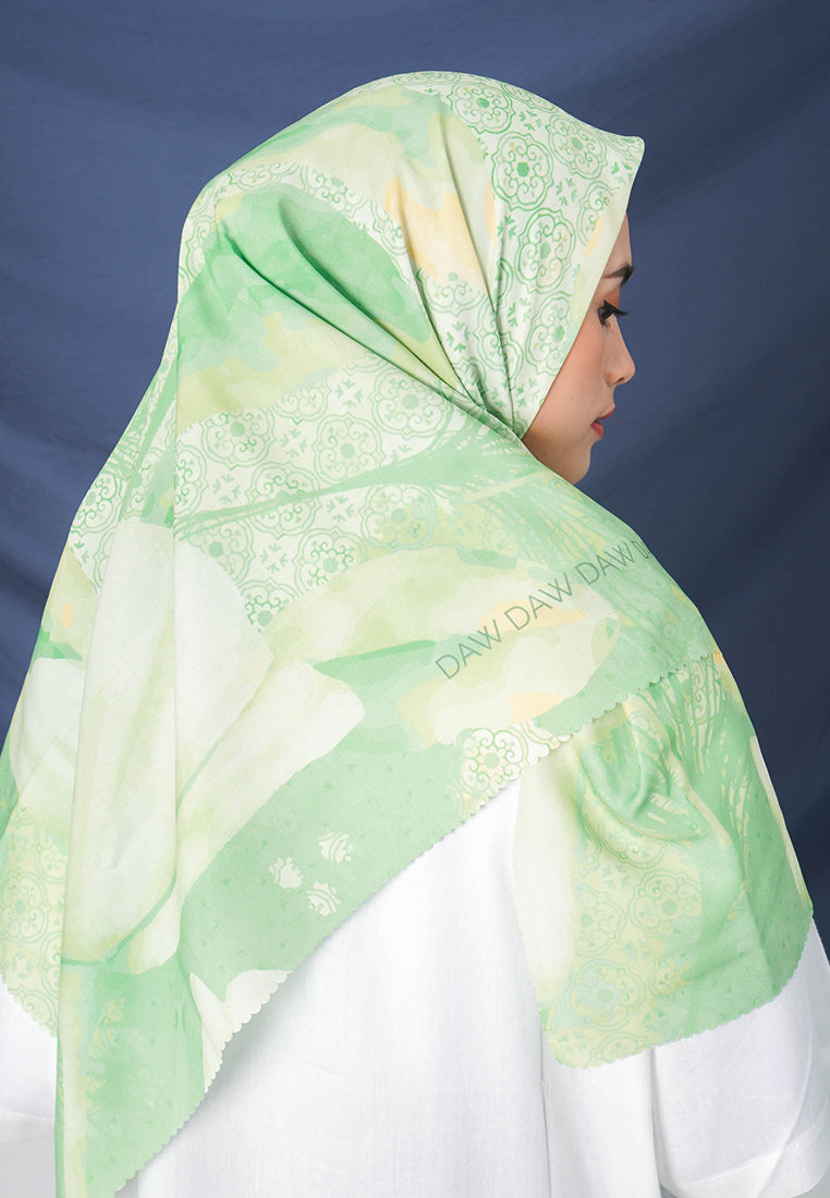 WK043 kerudung segi empat voal DAW Project Lilith Series lime green