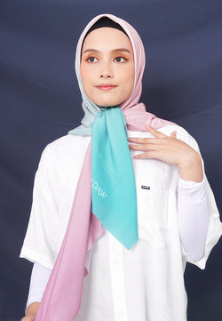 WK046 kerudung segi empat gradasi multicolor DAW Project Glow Series Violet Aqua