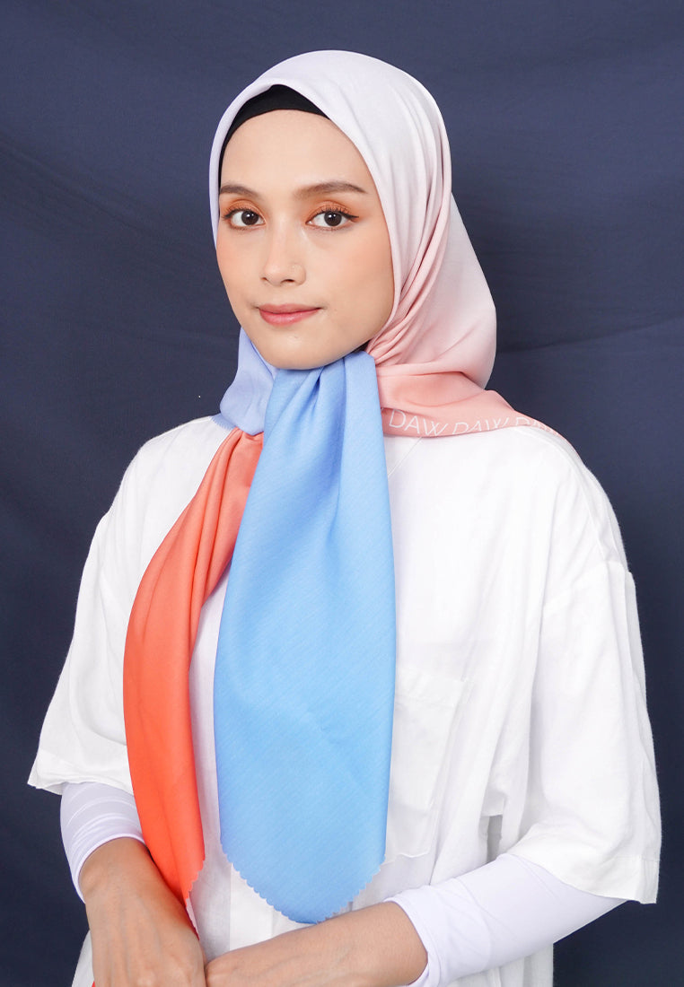 WK047 kerudung segi empat gradasi multicolor DAW Project Glow Series Grey Orange