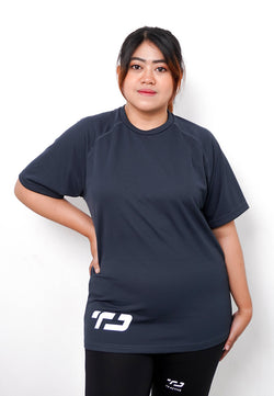 LSB10 kaos olahraga gym unisex tangan pendek lari running jogging td waist abu tua