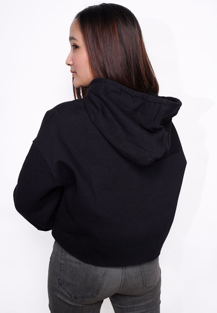 LTE79 crop hoodie fleece tebal oversize streetweat MHABITS pink hitam