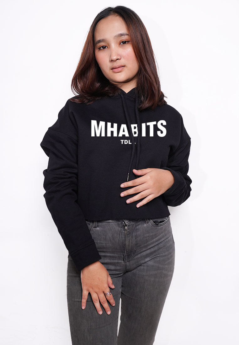 LTE80 crop hoodie fleece tebal oversize streetweat MHABITS putih hitam