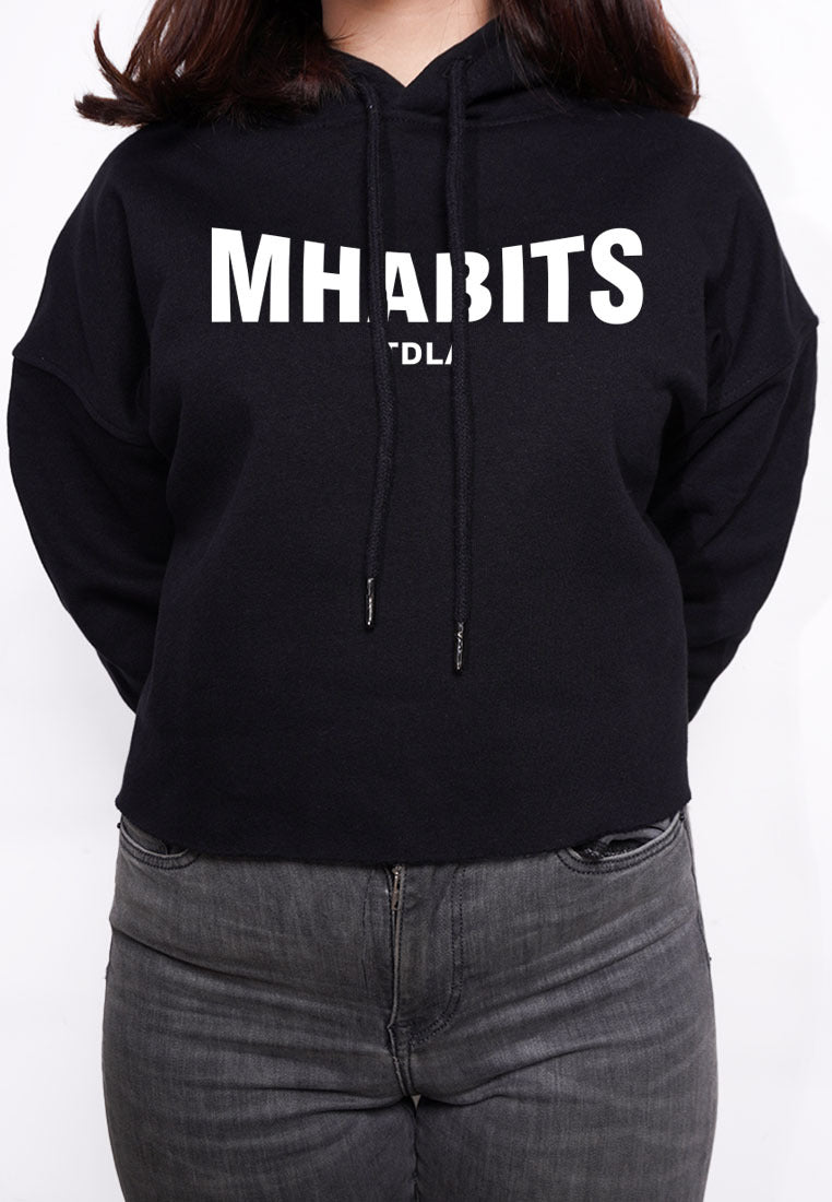 LTE80 crop hoodie fleece tebal oversize streetweat MHABITS putih hitam