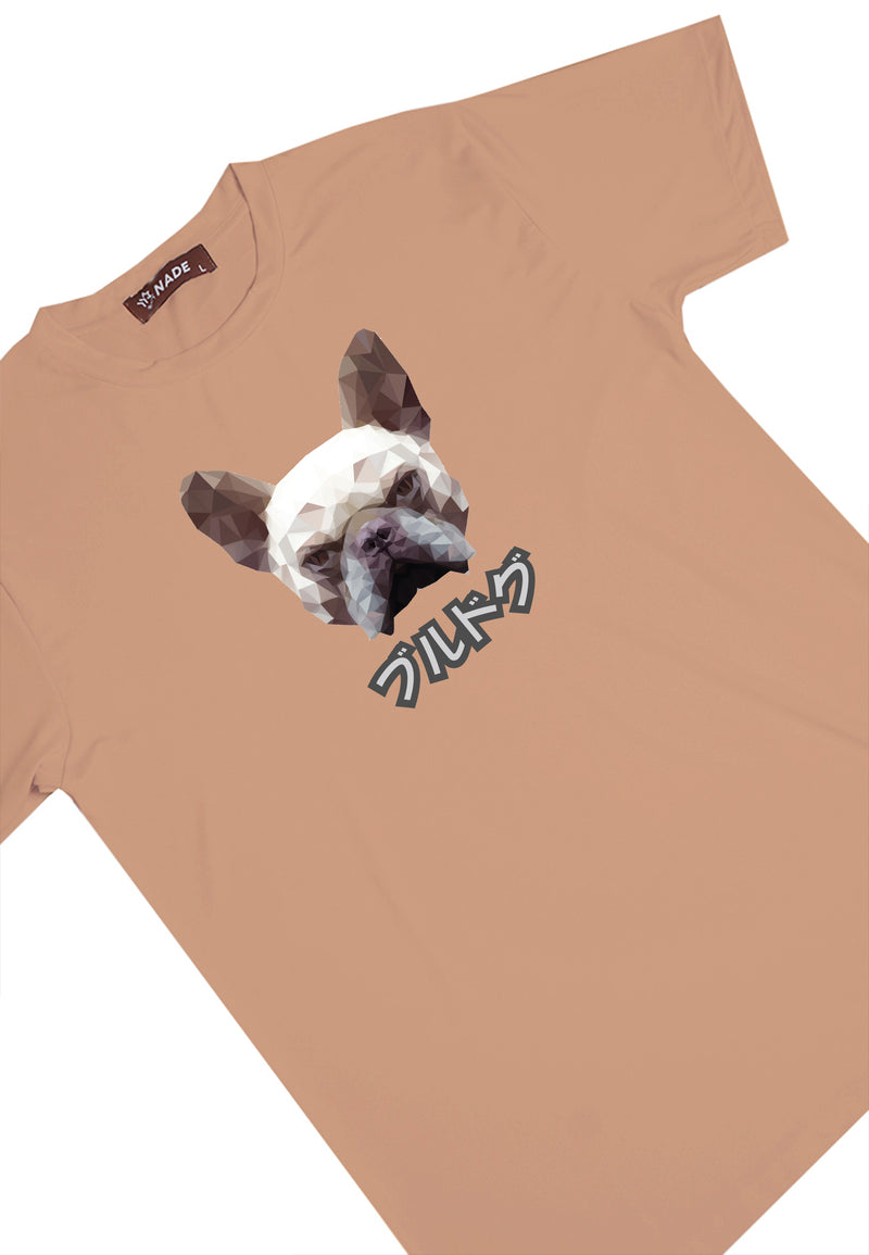 NTC89 kaos gambar anjing pria bulldog keren branded besar anti kusut khaki