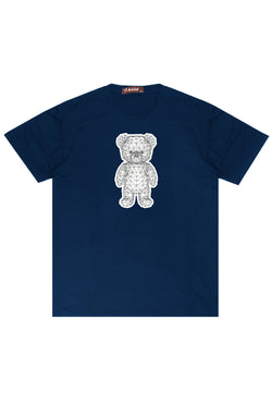 NTC96 kaos gambar beruang bear wiremesh garis garis abstrak distro pria wanita navy