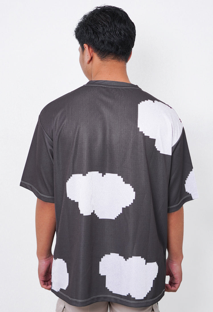 NX017 kaos oversize awan clouds full print motif abu efek rajut knitted distro streetwear cowok pria abu