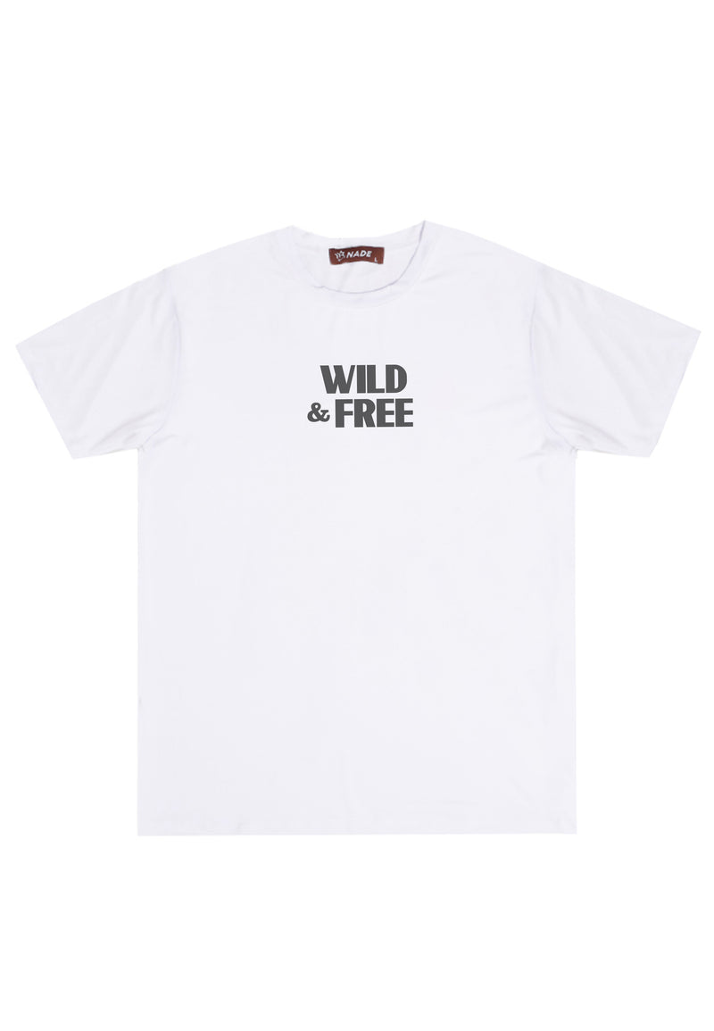 NTD10 kaos ringan stretch anti kusut drifit cepat kering "wild and free" putih